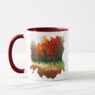 Elegant Colourful Autumn Forest Watercolor Paintin Mug