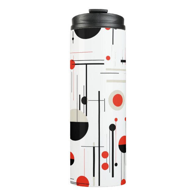 Elegant Colourful Bauhaus geometric shapes on whit Thermal Tumbler (Front)