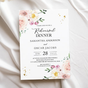 Elegant Colourful Beauty Flowers & Gold Drops Invitation