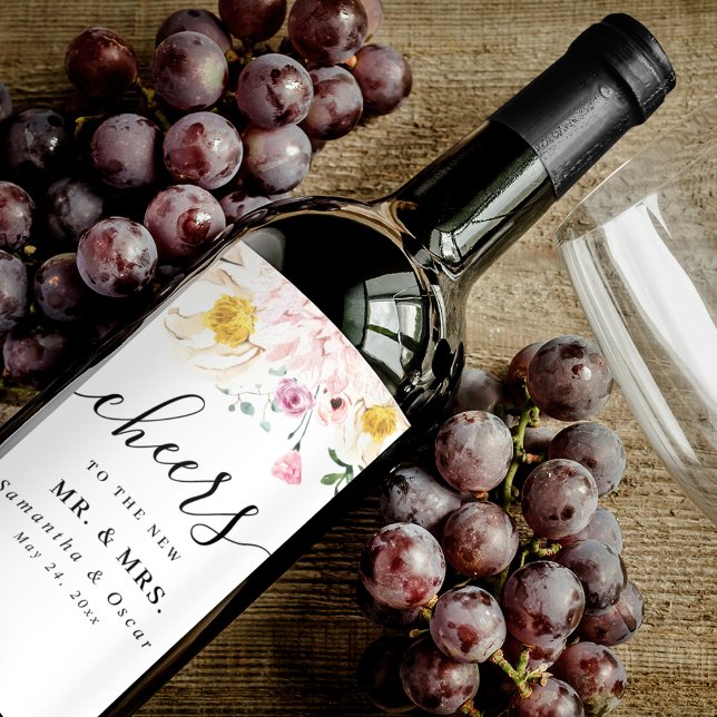 Elegant Colourful Beauty Flowers  Wine Label (Creator Uploaded)