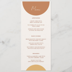 Elegant Colourful Boho Retro Arch Wedding Dinner Menu