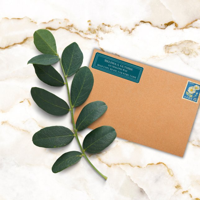 Elegant Colourful Border Personalised Teal Return (Creator Uploaded)