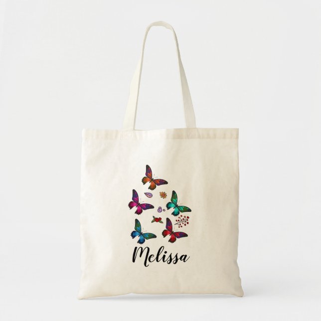 Elegant Colourful Butterflies Custom Tote Bag (Front)