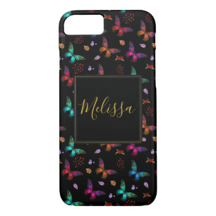 Elegant Colourful Butterflies on Black Case-Mate iPhone Case