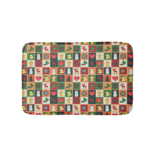 Elegant Colourful Christmas Pattern Bath Mat