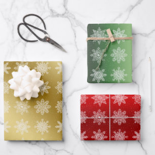 Elegant Colourful Christmas Snowflake Pattern Wrapping Paper Sheet