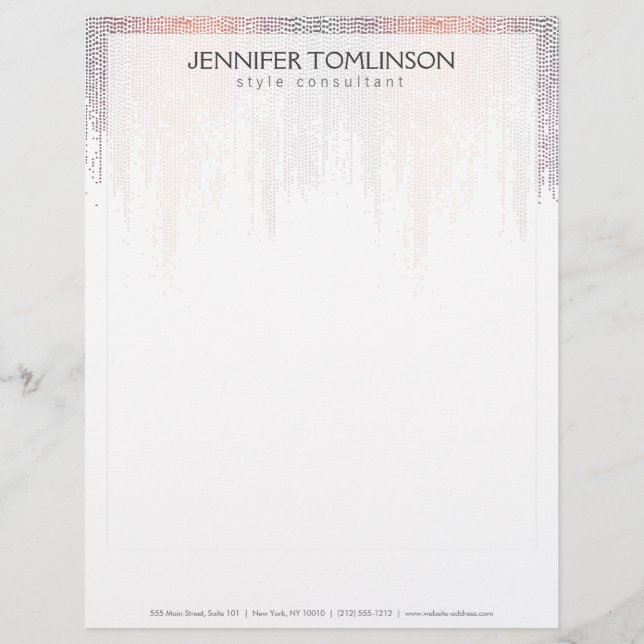 Elegant Colourful Confetti Rain Pattern Personalized Letterhead (Front)