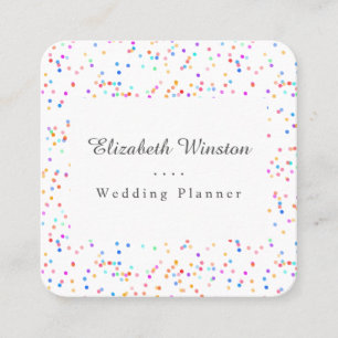 Elegant Colourful Confetti Script Square Square Business Card