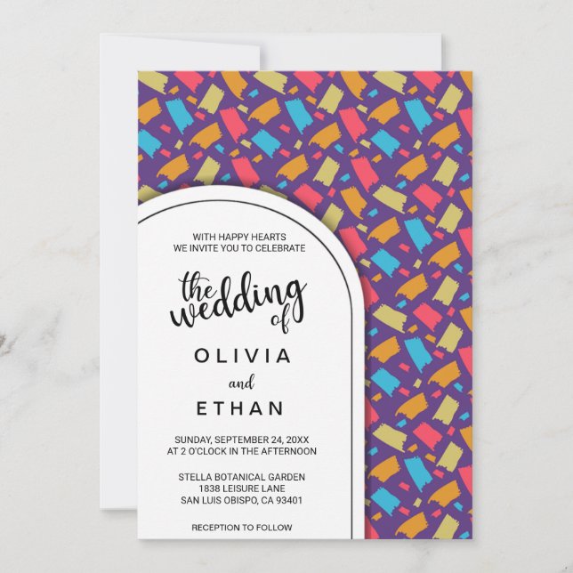 Elegant Colourful Decorative Pattern Wedding Invitation (Front)