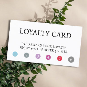 Elegant Colourful Dots White Bold Beauty Salon Loyalty Card