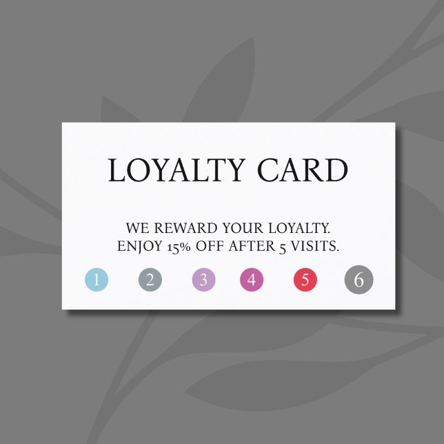 Elegant Colourful Dots White Bold Beauty Salon Loyalty Card (Creator Uploaded)