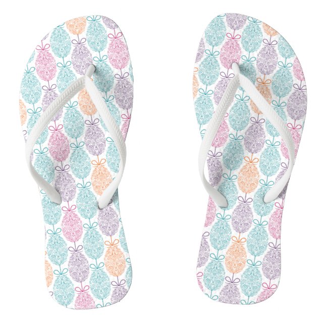 Elegant Colourful Easter Egg Pattern | Holidays Jandals (Footbed)