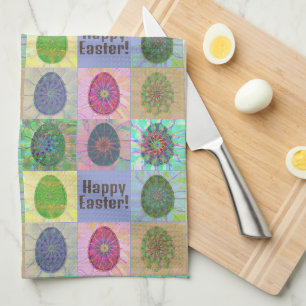 Elegant Colourful Eggs Abstract Art Easter Tea Towel