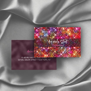 Elegant colourful faux Glitter monogram Business Card