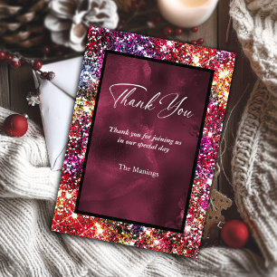 Elegant colourful faux Glitter thank you  Card
