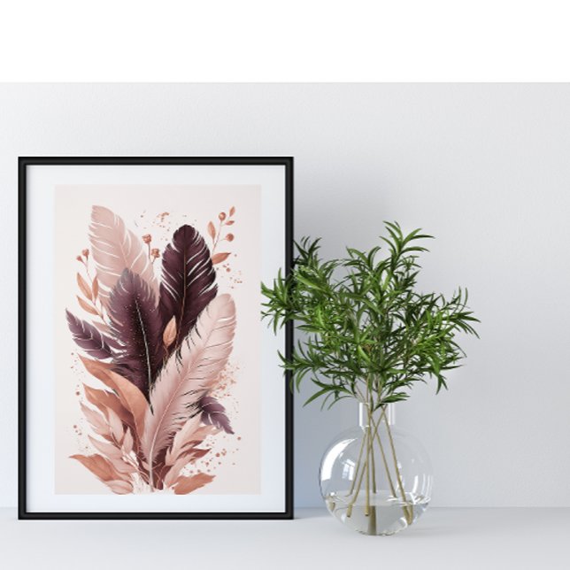 Elegant Colourful Feathers Watercolor Botanical Ar Poster (Creator Uploaded)