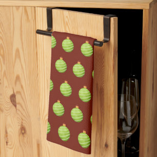 Elegant Colourful Festive Winter Christmas Ball Tea Towel