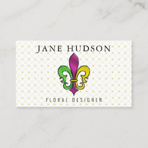 Elegant Colourful Fleur de Lis Design Business Car Card