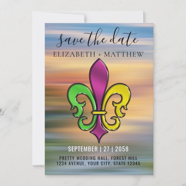 Elegant Colourful Fleur De Lis Design Invitation (Front)