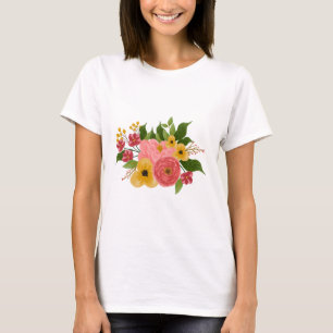 Elegant Colourful Floral Bouquet Women’s Floral De T-Shirt