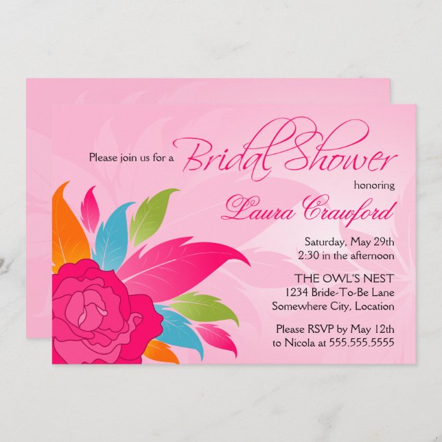 Elegant Colourful Floral Bridal Shower Invitation (Front/Back)