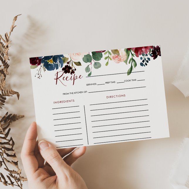Elegant Colourful Floral Bridal Shower Recipe Card (Creator Uploaded)