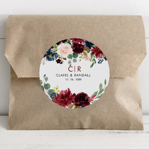 Elegant Colourful Floral Delight Wedding  Classic Round Sticker