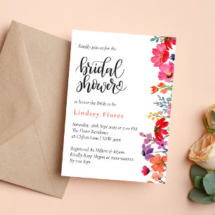 Elegant Colourful Floral Greenery Bridal Shower Invitation