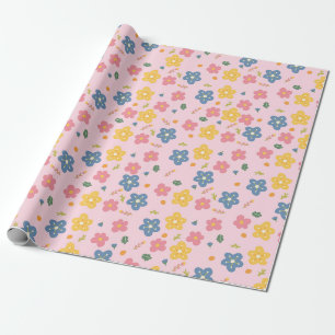 Elegant colourful floral pattern birthday  wrapping paper