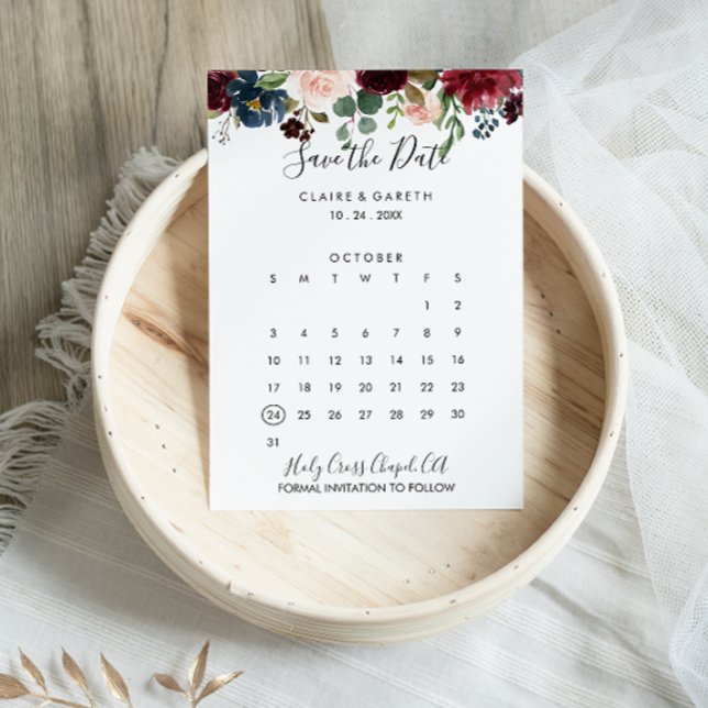 Elegant Colourful Floral Save the Date Calendar (Creator Uploaded)