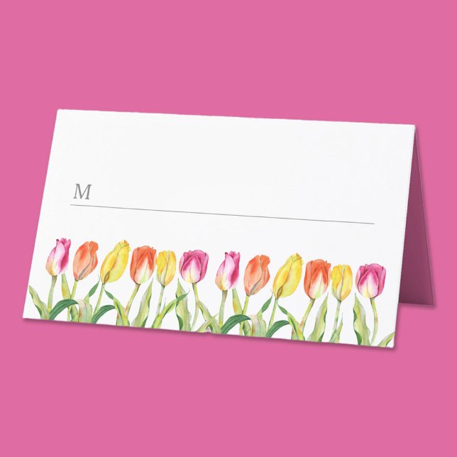 Elegant Colourful Floral Tulips Happy Easter Place Card (Elegant Colorful Floral Tulips Happy Easter Place Card)