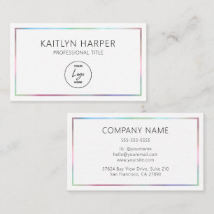 Elegant Colourful Foil Frame Minimal Logo Business Card