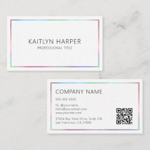Elegant Colourful Foil Frame Minimal QR Code Business Card