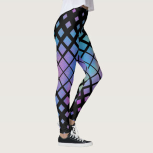 Elegant Colourful Geometric Diamonds Tiles Pattern Leggings
