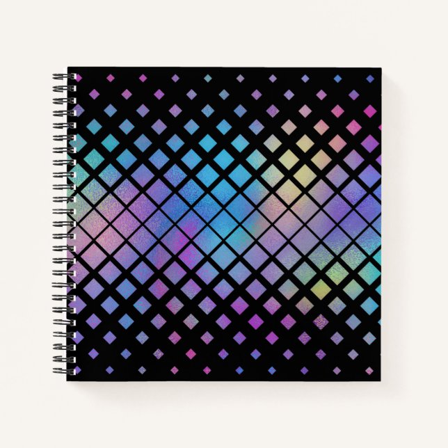 Elegant Colourful Geometric Diamonds Tiles Pattern Notebook (Front)