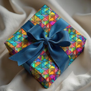 Elegant Colourful Geometric Stained Glass Wrapping Paper