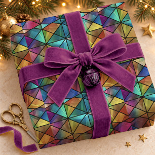 Elegant Colourful Geometric Stained Glass Wrapping Paper