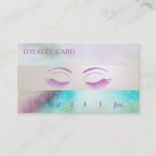 Elegant Colourful Glitter Lashes Loyalty Card (Front)