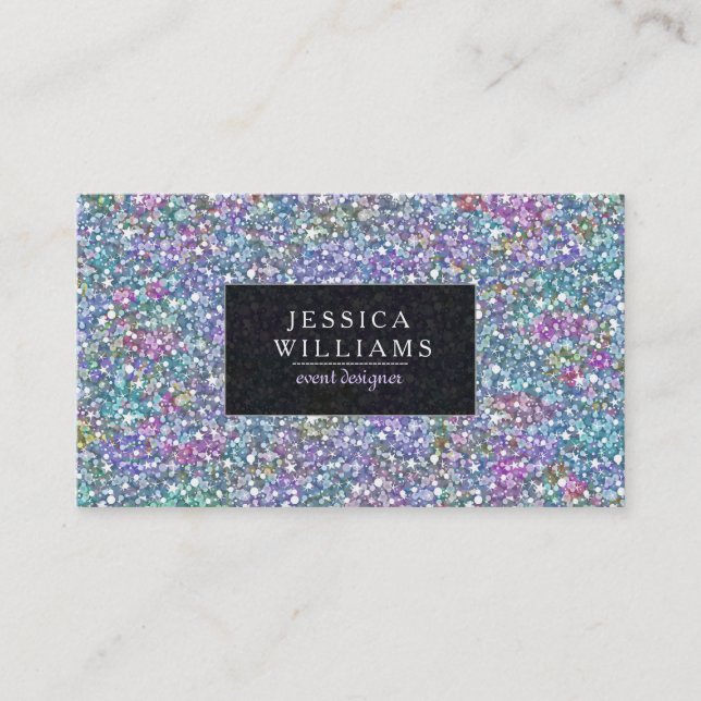 Elegant Colourful Glitter & Sparkles Print Business Card (Front)