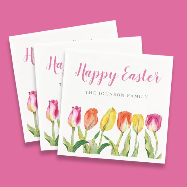 Elegant Colourful Happy Easter Floral Tulip  Napkin (Elegant Colorful Happy Easter Floral Tulip Napkins)