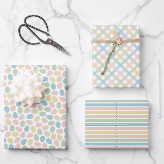 Elegant Colourful Happy Spring Easter Pattern Wrapping Paper Sheet (Front)