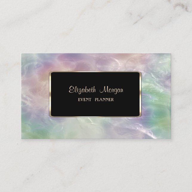 Elegant Colourful Iridescente Pearl Holographic Business Card (Front)