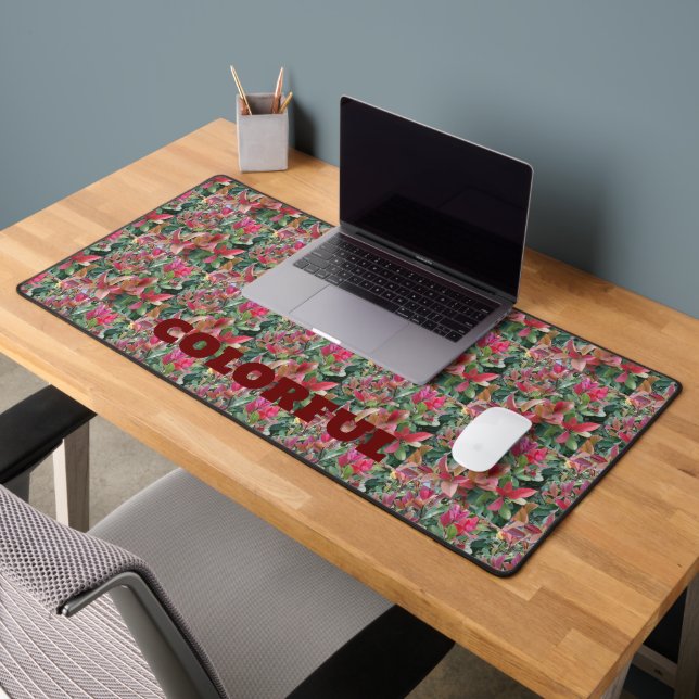 Elegant Colourful Leave Pattern Desk Mat (Office 2)