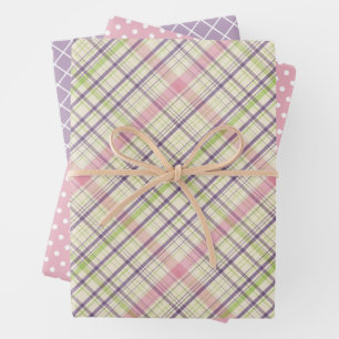 Elegant Colourful Light Retro Tartan Plaid Pattern Wrapping Paper Sheet