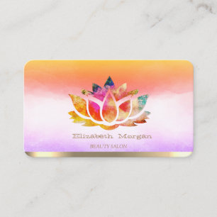 Elegant Colourful Lotus Watercolor Colourful Business Card