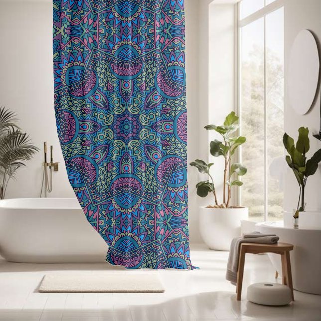 Elegant colourful mandala seamless pattern  shower curtain (Creator Uploaded)