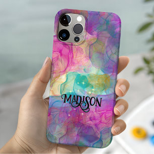 Elegant colourful marble art monogram Case-Mate iPhone case