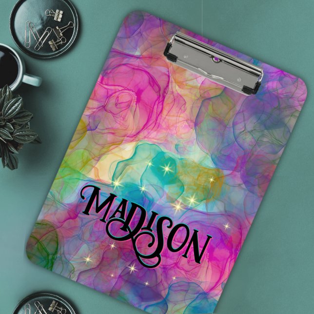 Elegant colourful marble art monogram mini clipboard (Creator Uploaded)