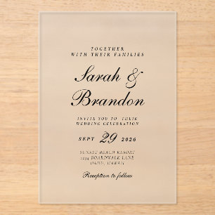 Elegant Colourful Minimal Script Wedding Invitatio Acrylic Invitations