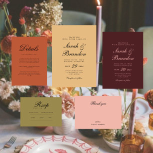 Elegant Colourful Minimal Script Wedding Invitatio Invitation